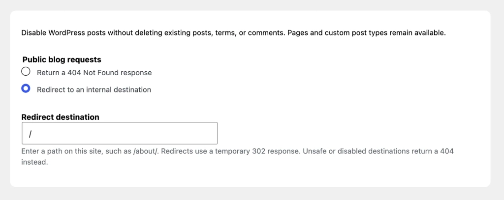 WordPress Settings for Redirecting Blog Posts